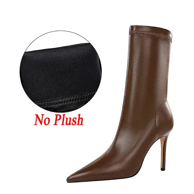 HIGH HEELS LEATHER BOOTS
