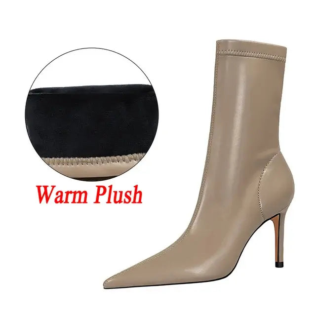 HIGH HEELS LEATHER BOOTS