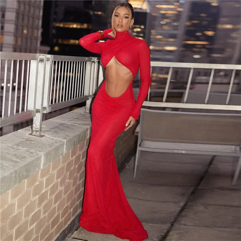 ELEGANT RED MAXI DRESS