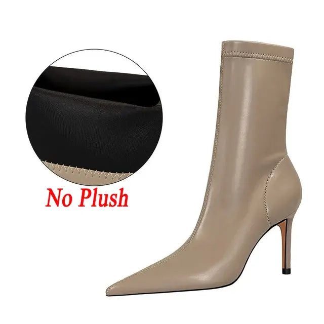 HIGH HEELS LEATHER BOOTS