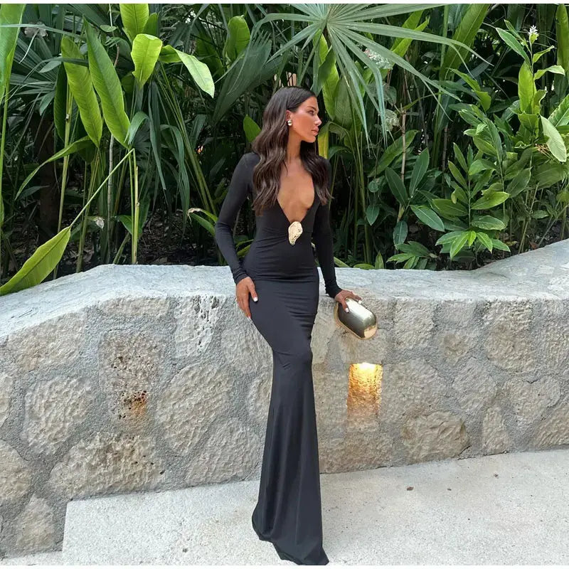 METAL SHEET MAXI DRESS