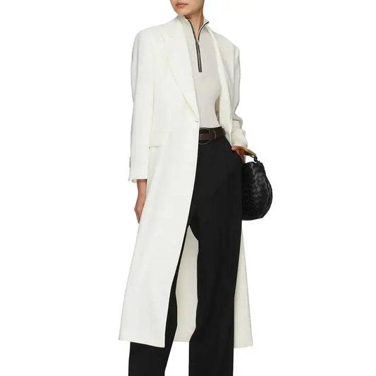 WHITE SLIM TRENCH COAT