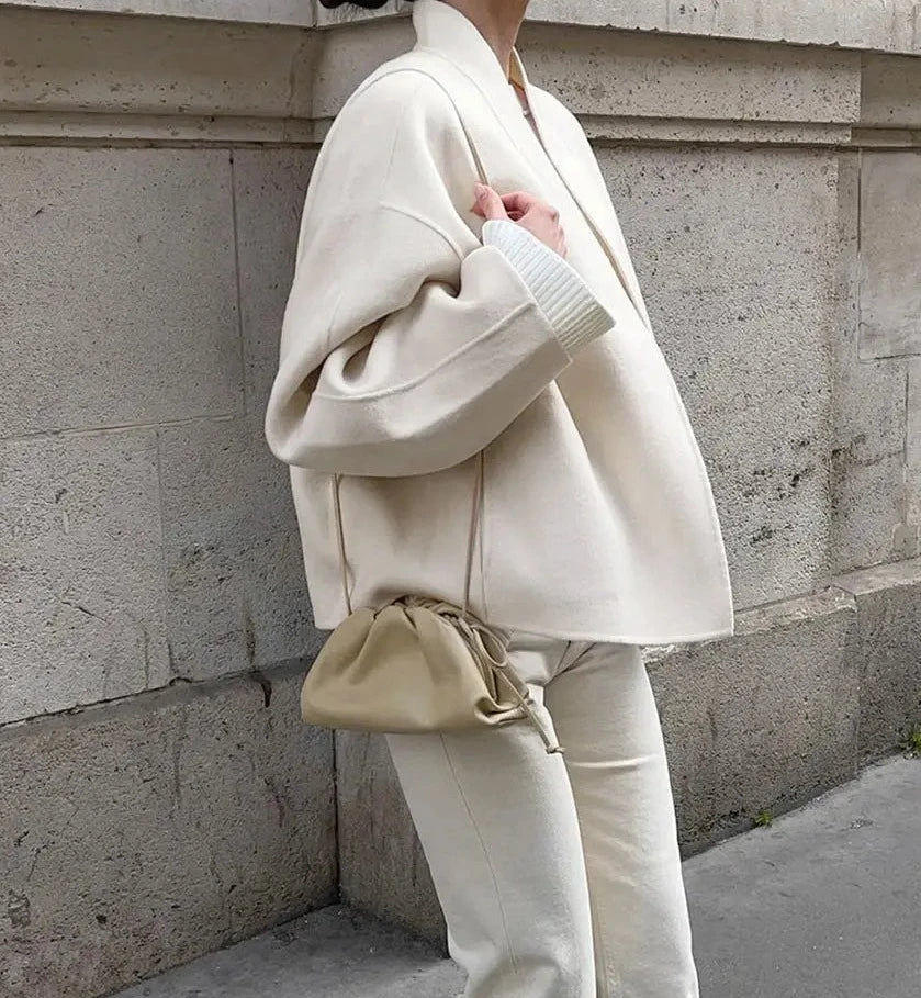 ELEGANT SOLID WOOLEN COAT
