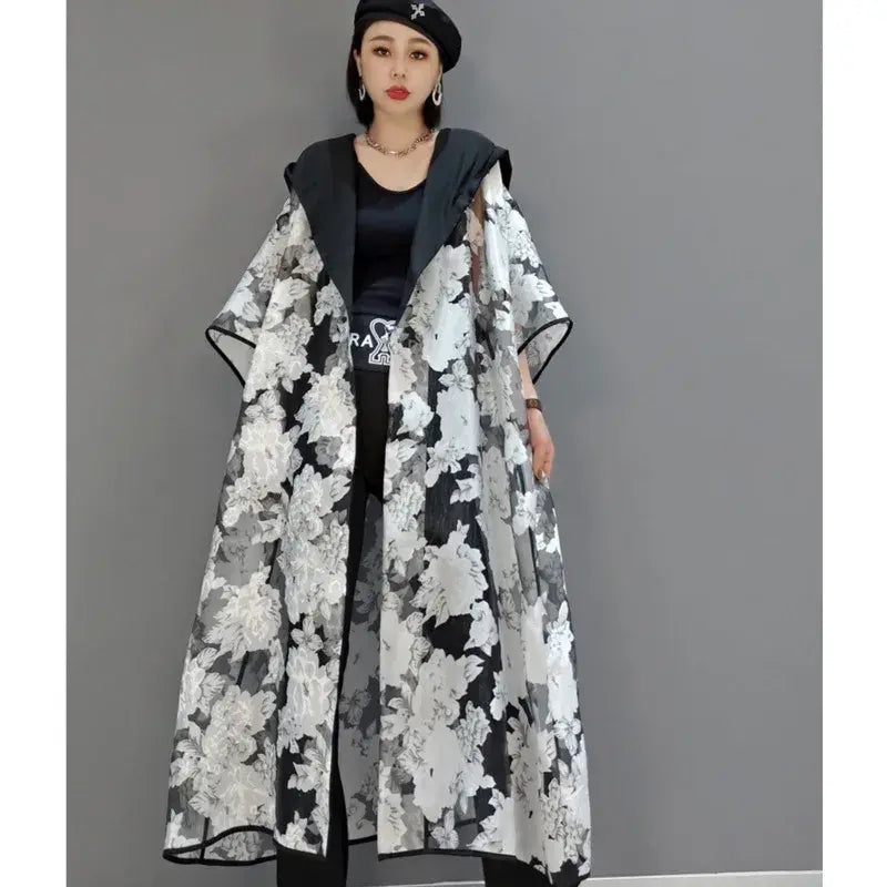 HOODED CARDIGAN COAT