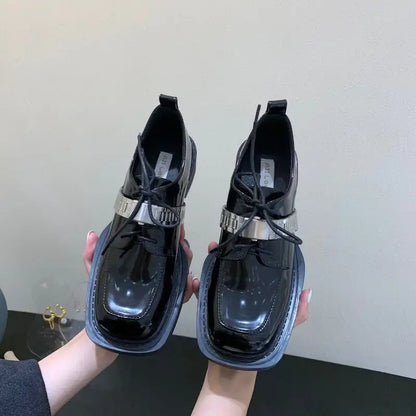 BLACK LEATHER THICK BOTTOM BOOTS