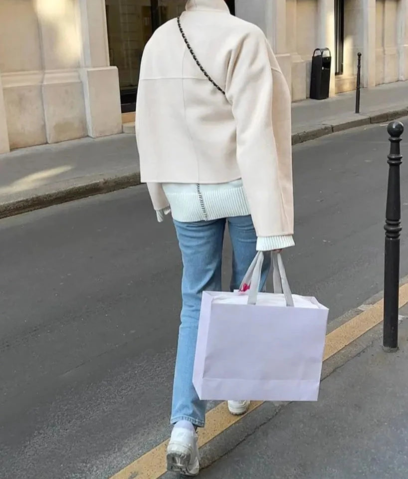 ELEGANT SOLID WOOLEN COAT