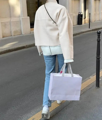 ELEGANT SOLID WOOLEN COAT