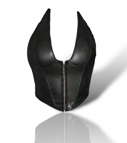 LEATHER BIKER TOP