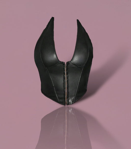 LEATHER BIKER TOP.