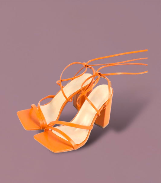 ANKLE ORANGE STRAP HEEL.