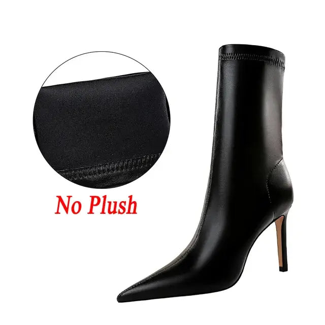 HIGH HEELS LEATHER BOOTS