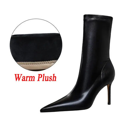 HIGH HEELS LEATHER BOOTS