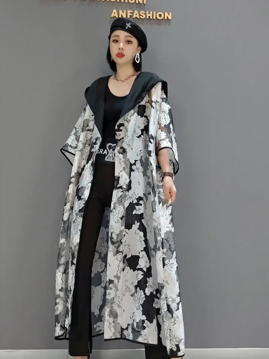 HOODED CARDIGAN COAT