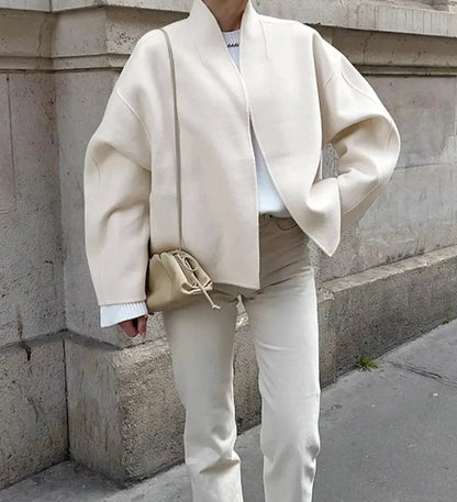 ELEGANT SOLID WOOLEN COAT