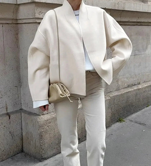 ELEGANT SOLID WOOLEN COAT