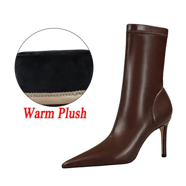 HIGH HEELS LEATHER BOOTS