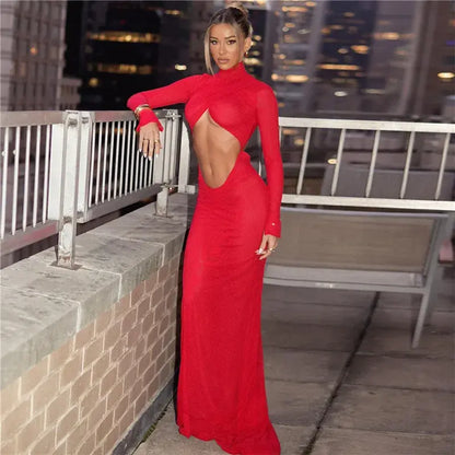 ELEGANT RED MAXI DRESS